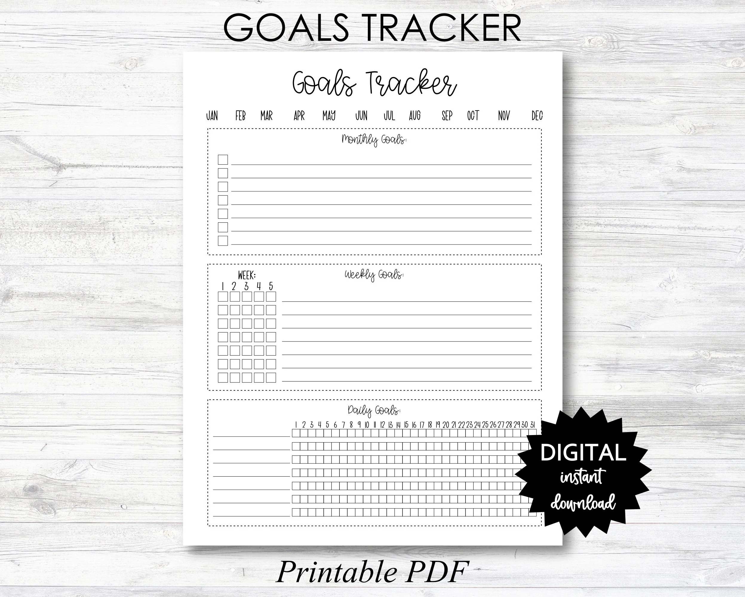 Monthly Goals Tracker Goals Tracker