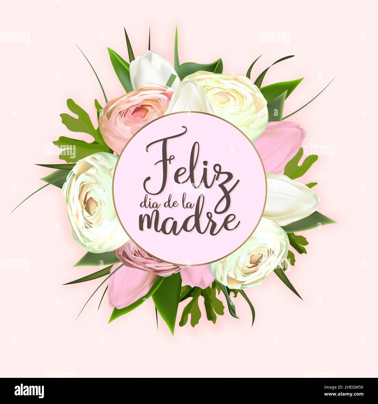 Mothers Day Greeting Card Template Print Ready Postcard Mockup Inscription In Spanish Happy Mothers Day Flyer Congratulations On International W Image456445730