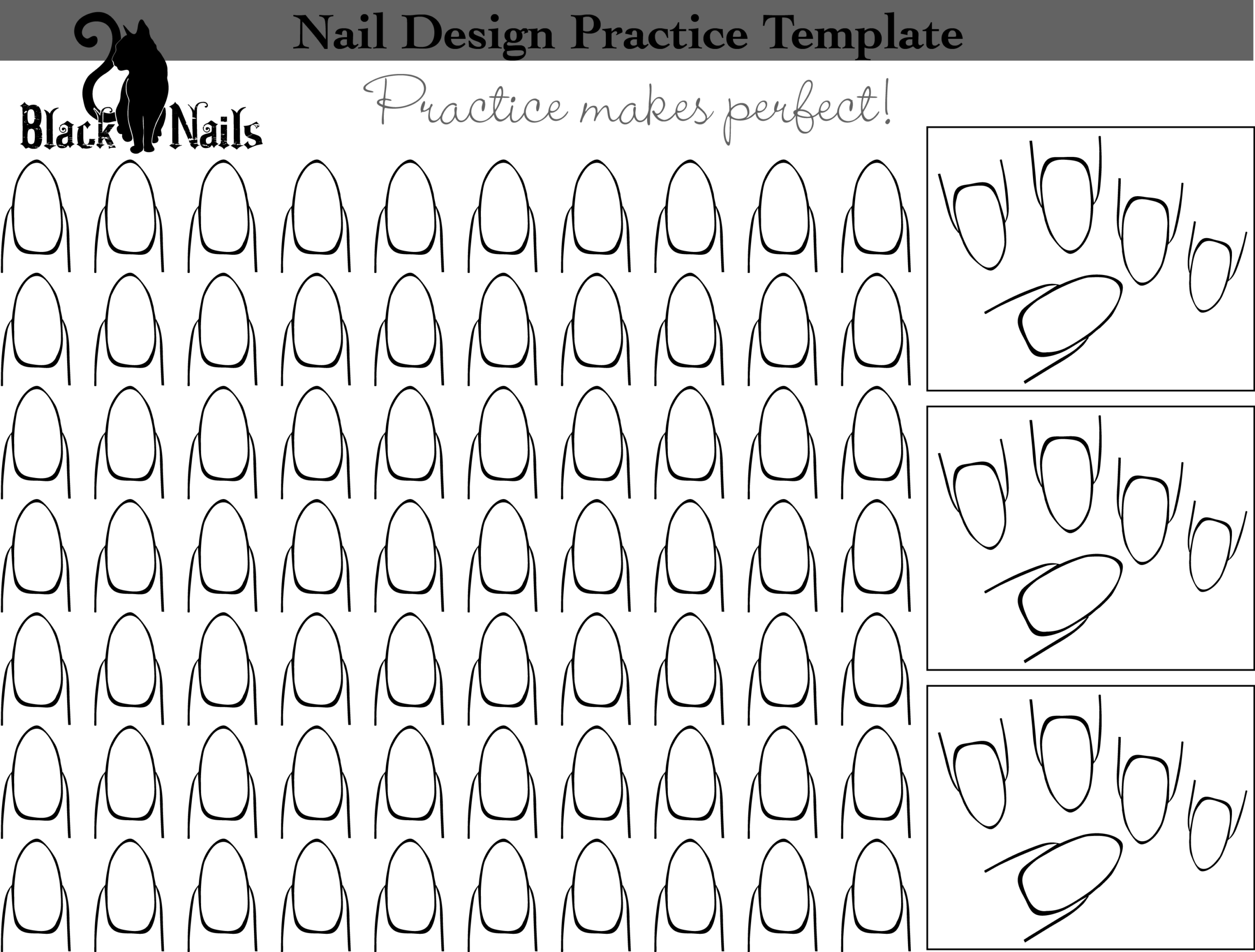 Nail Art Design Practice Templates Sheets