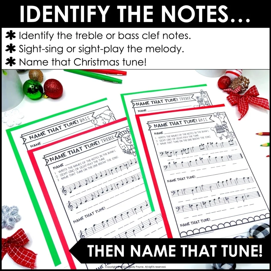 Name That Christmas Tune Music Worksheets Treble And Bass Clef Name That Christmas Tune Music Worksheets Treble And Bass Clef