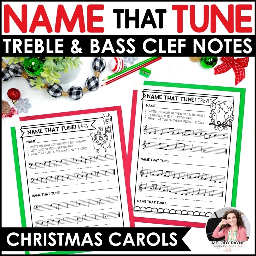 Name That Christmas Tune Music Worksheets Treble And Bass Clef Name That Christmas Tune Music Worksheets Treble And Bass Clef