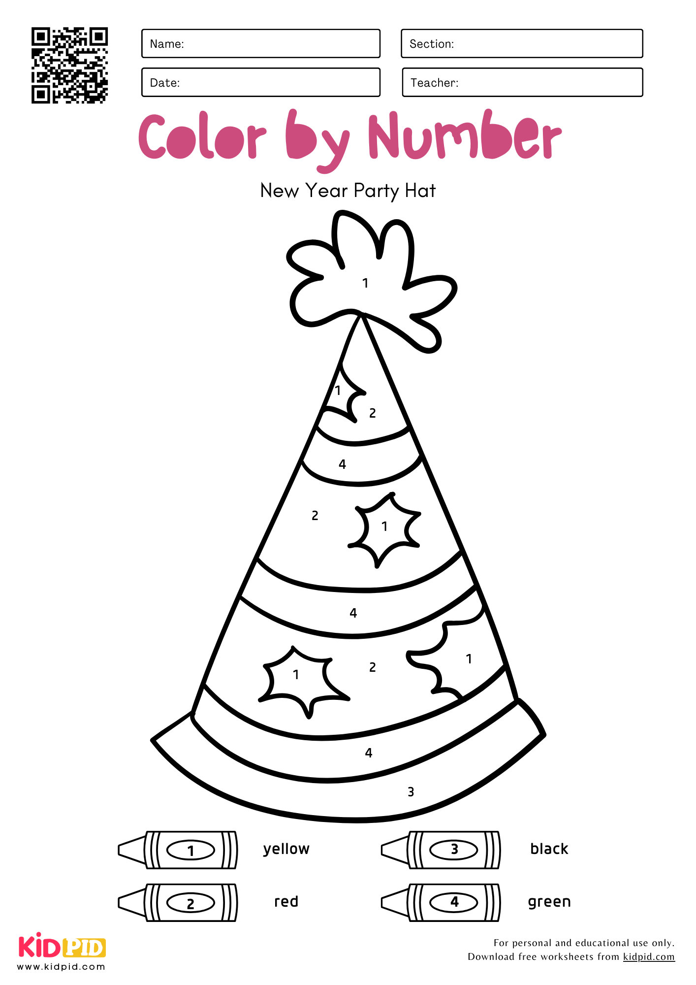 New Year Color By Number Worksheet New Year Color By Number Worksheet
