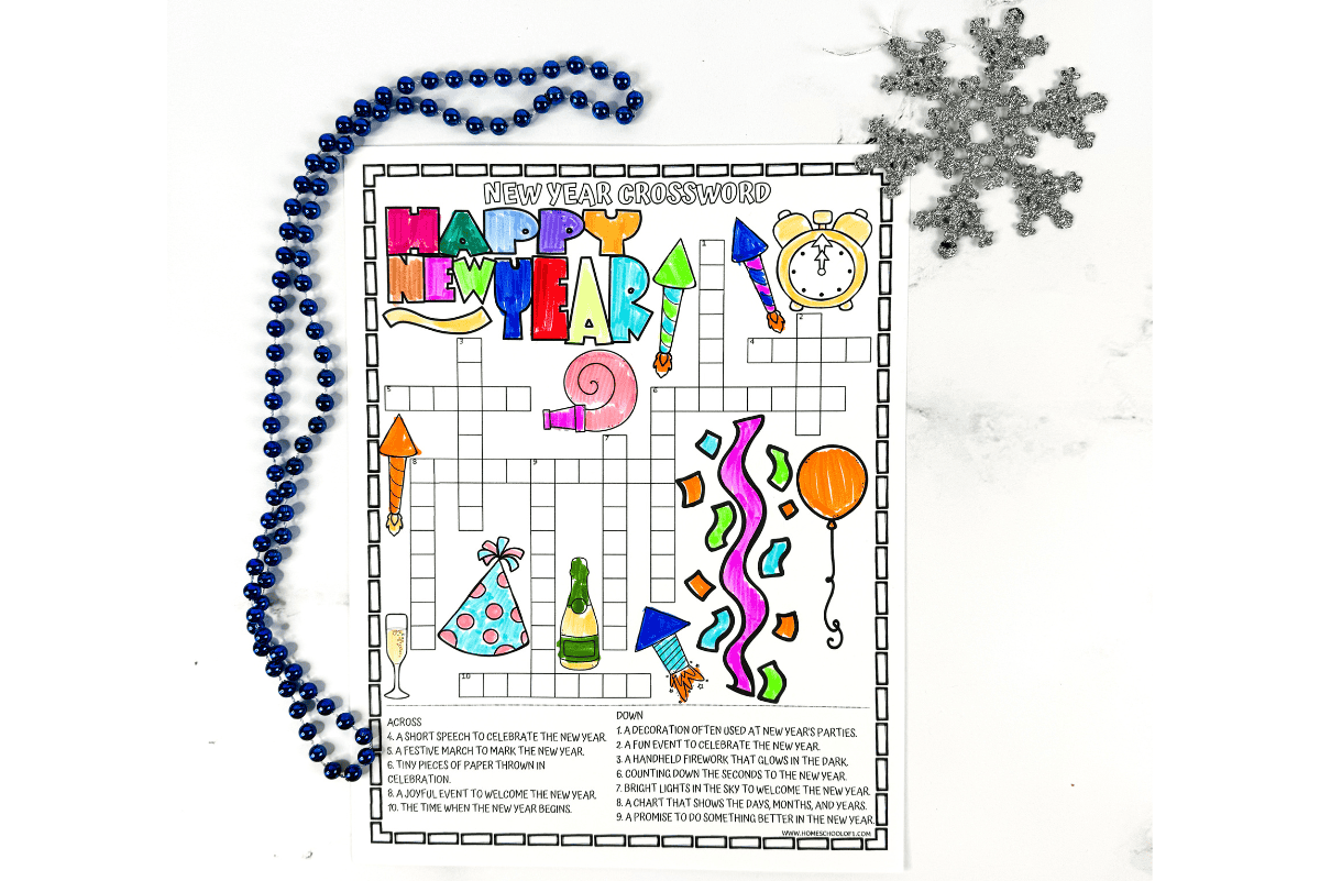 New Year Crossword Puzzle Printable