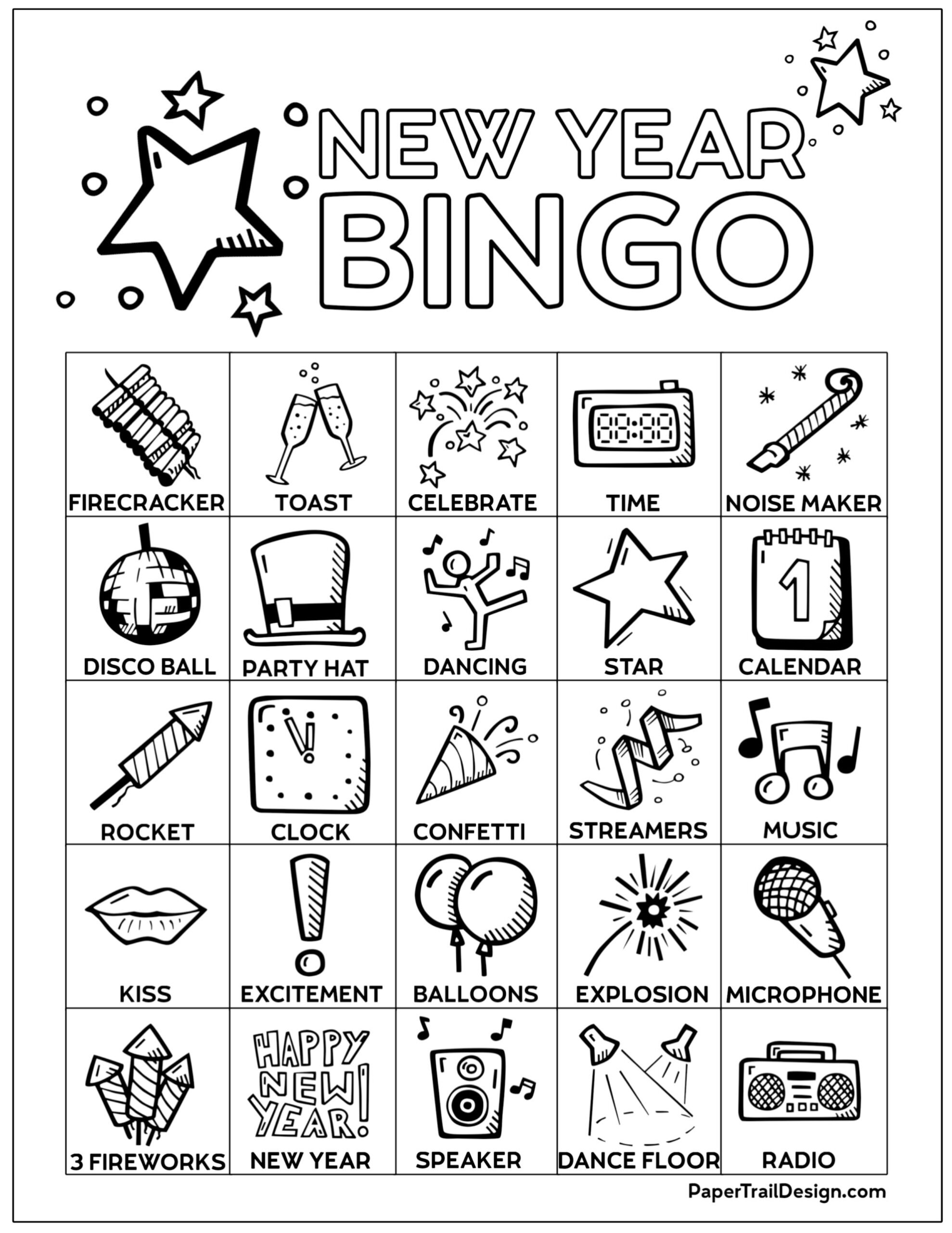 New Years Bingo Cards