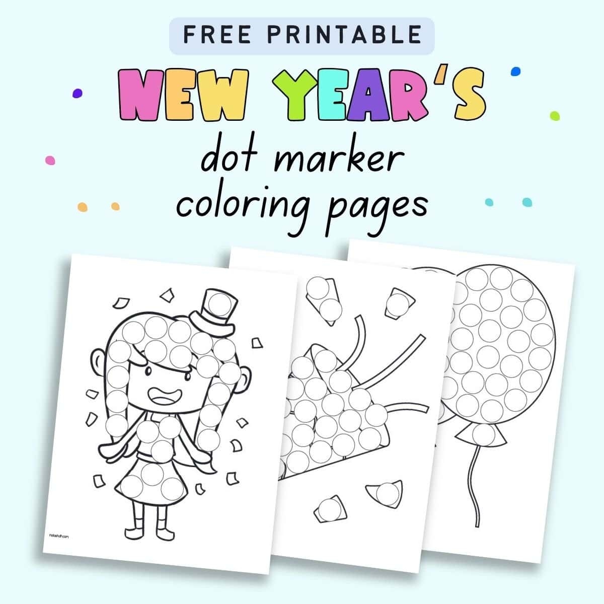 New Years Dot Marker Coloring Pages New Years Dot Marker Coloring Pages
