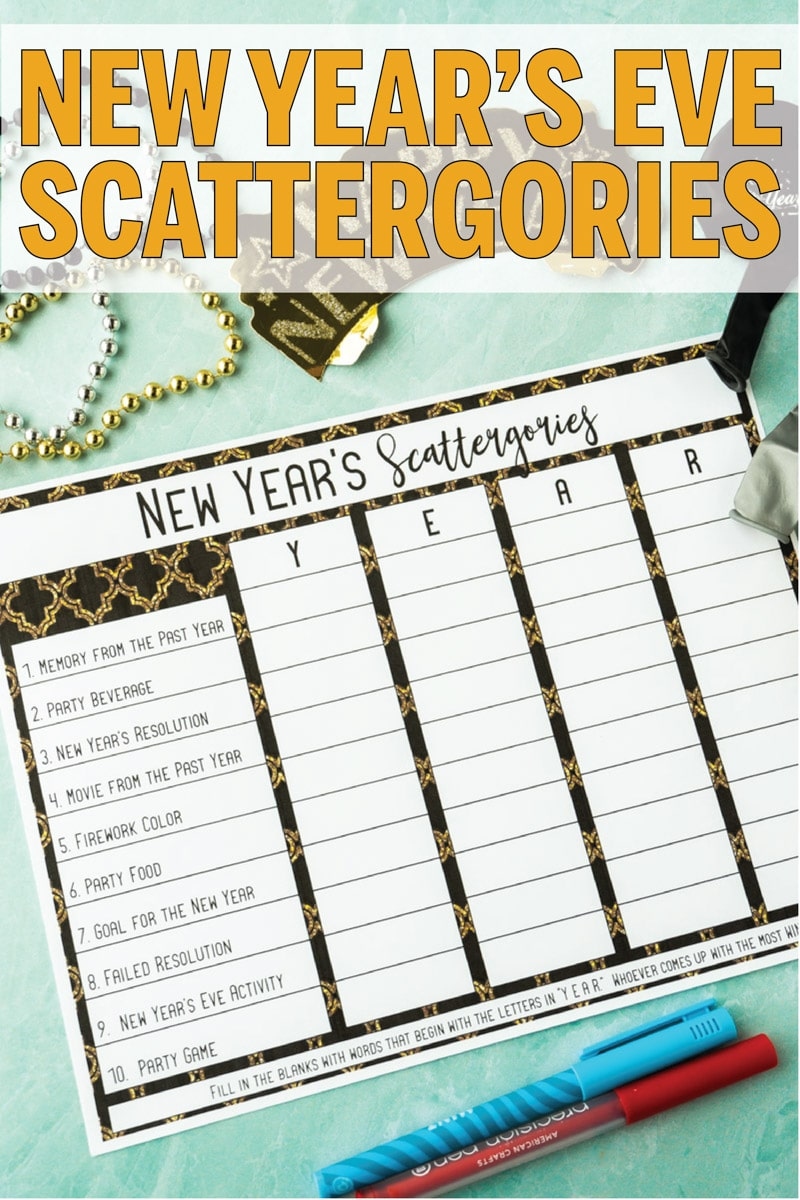 New Years Eve Scattergories Game New Years Eve Scattergories Game