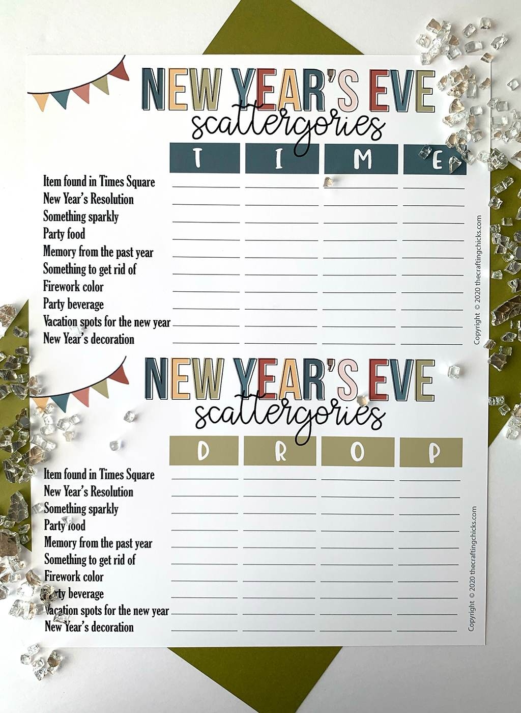 New Years Eve Scattergories Printable Game