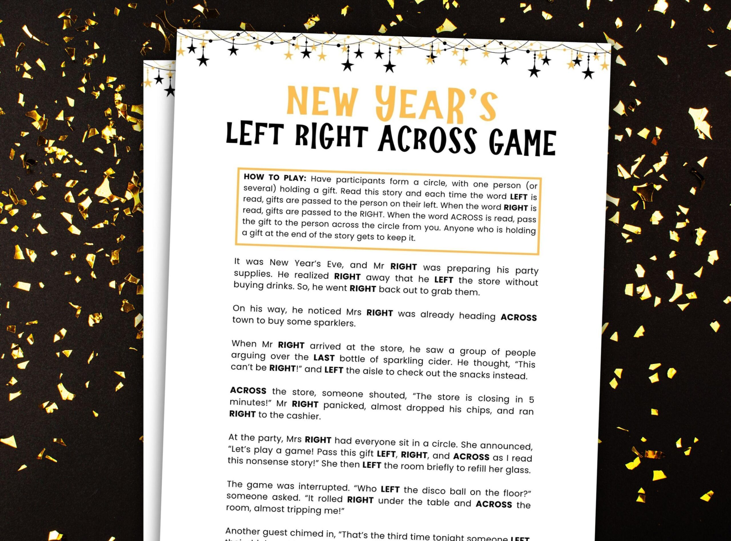 New Years Left Right Across Game