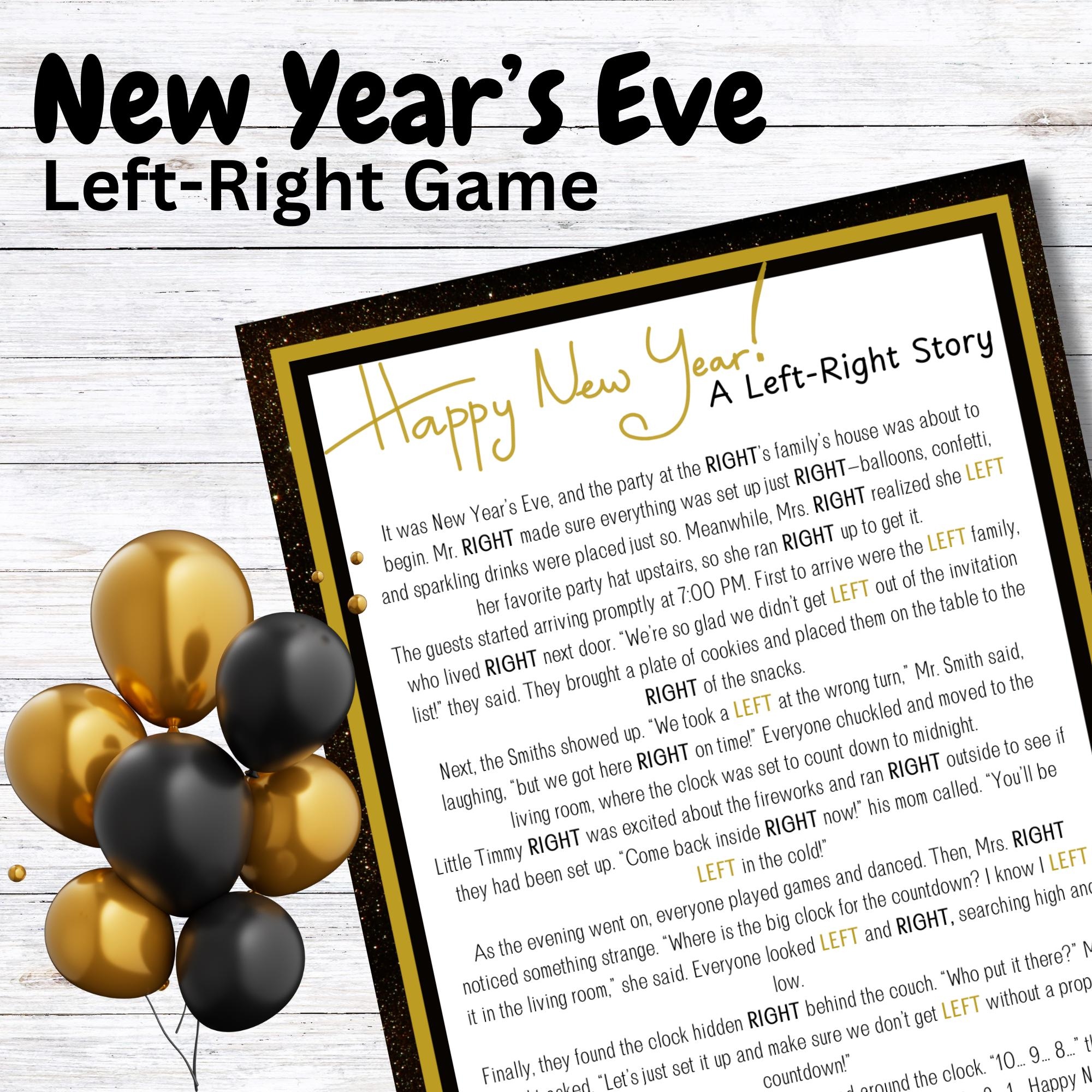New Years Left Right Game Printable New