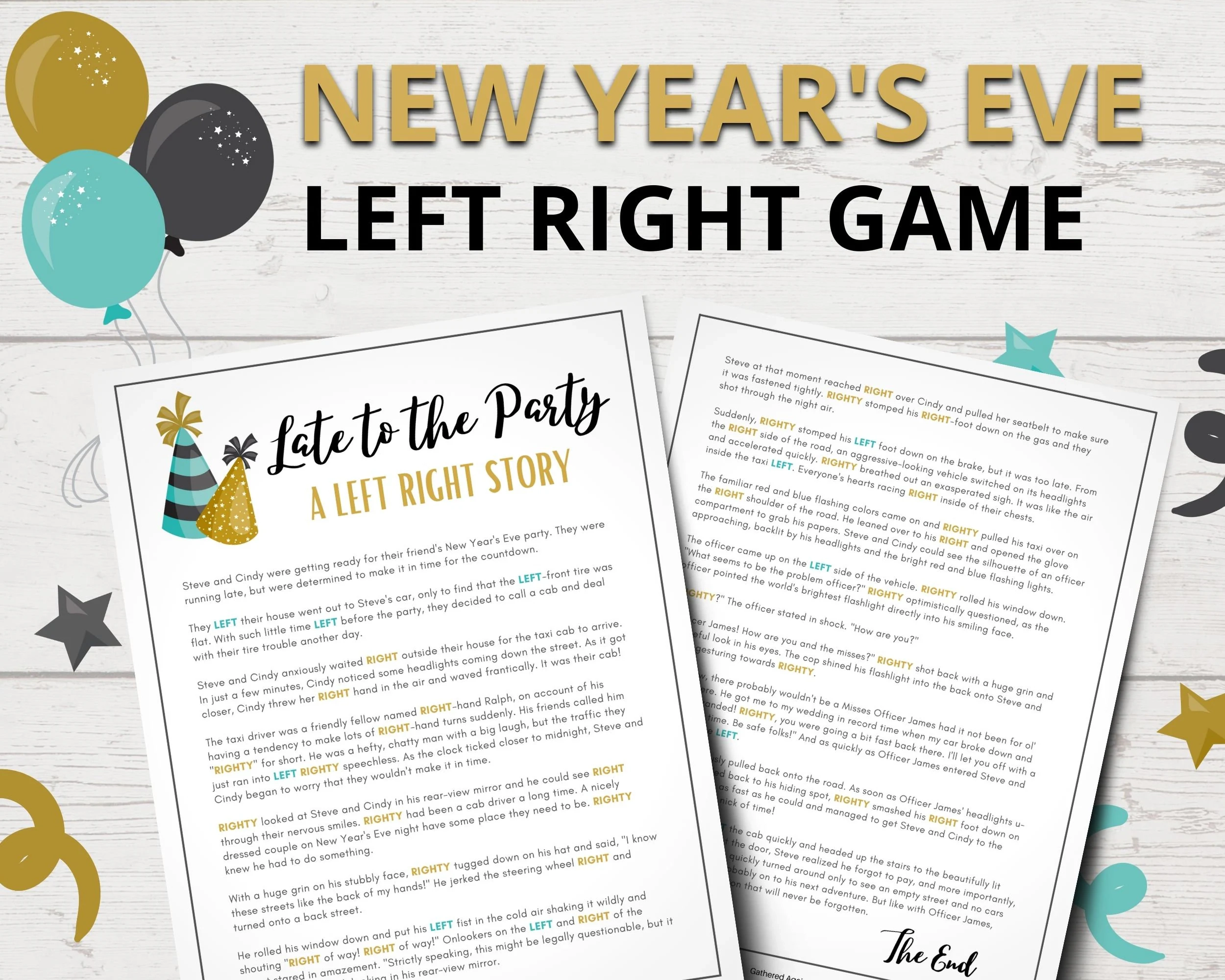 New Years Left Right Game Printable New