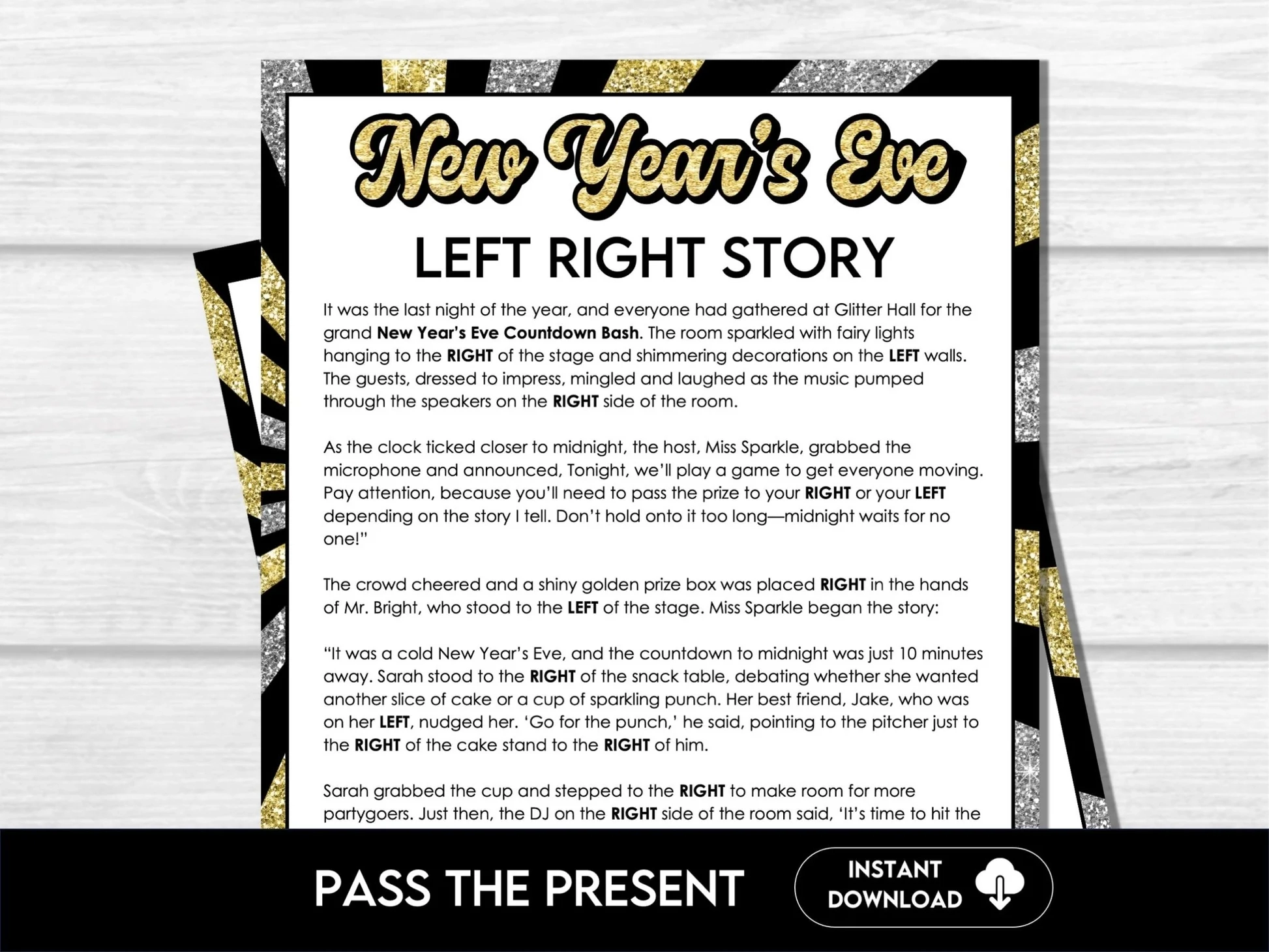 New Years Left Right Game Printable