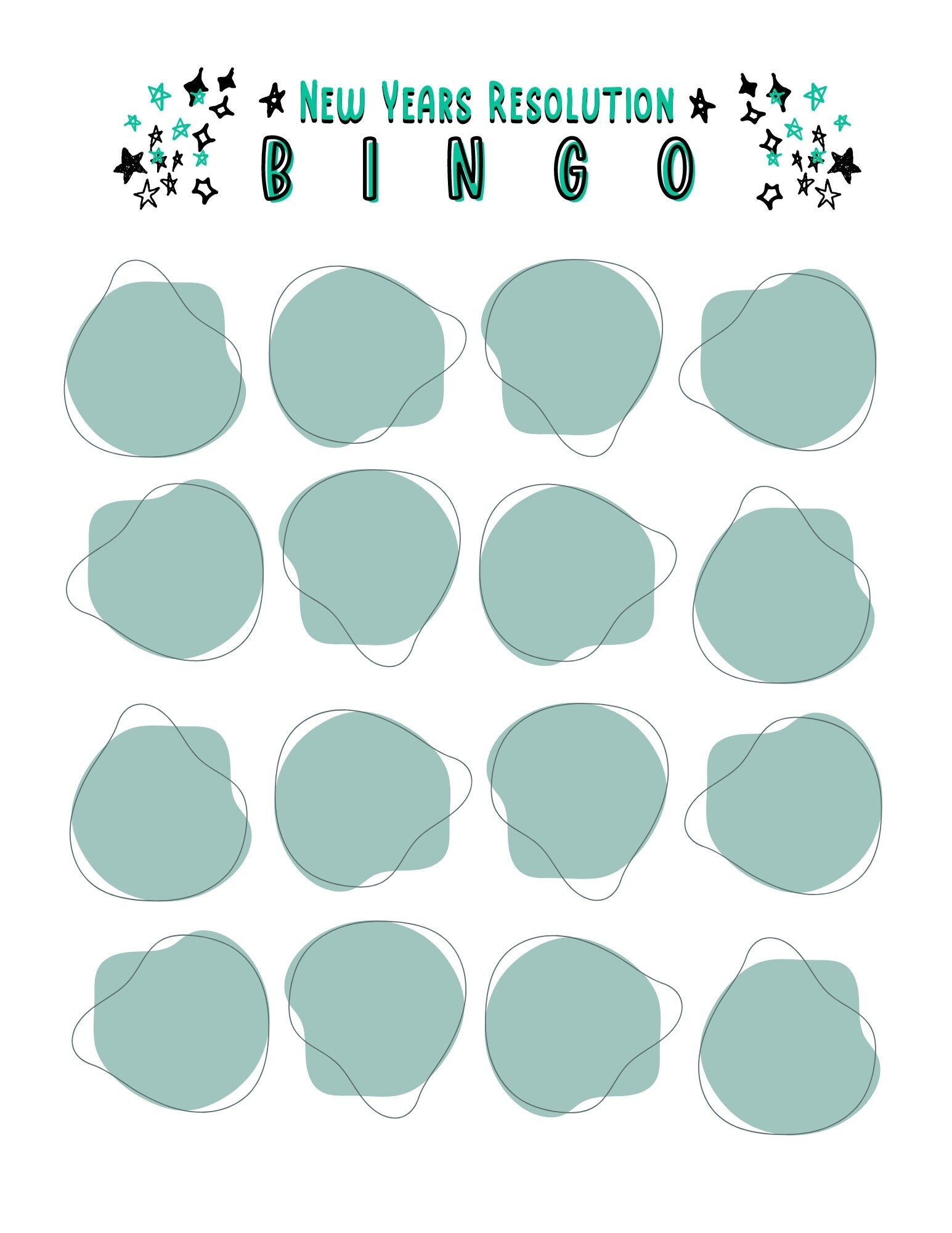 new years resolution bingo printable