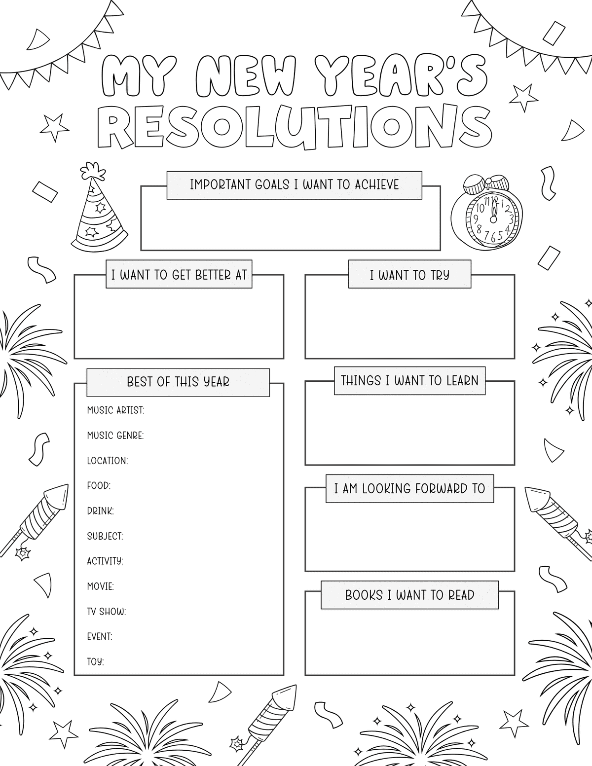 New Years Resolution Template For Kids New Years Resolution Template For Kids