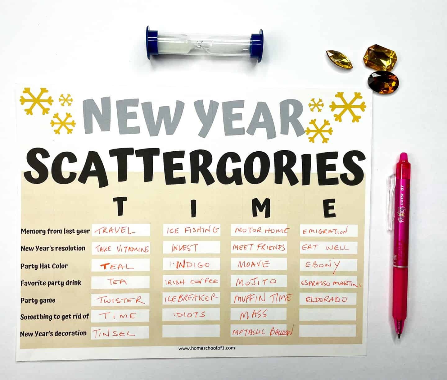 New Years Scattergories New Years Scattergories