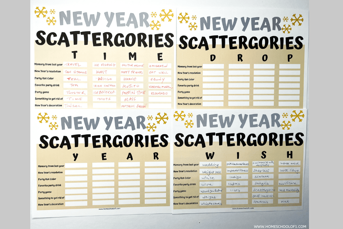 New Years Scattergories New Years Scattergories