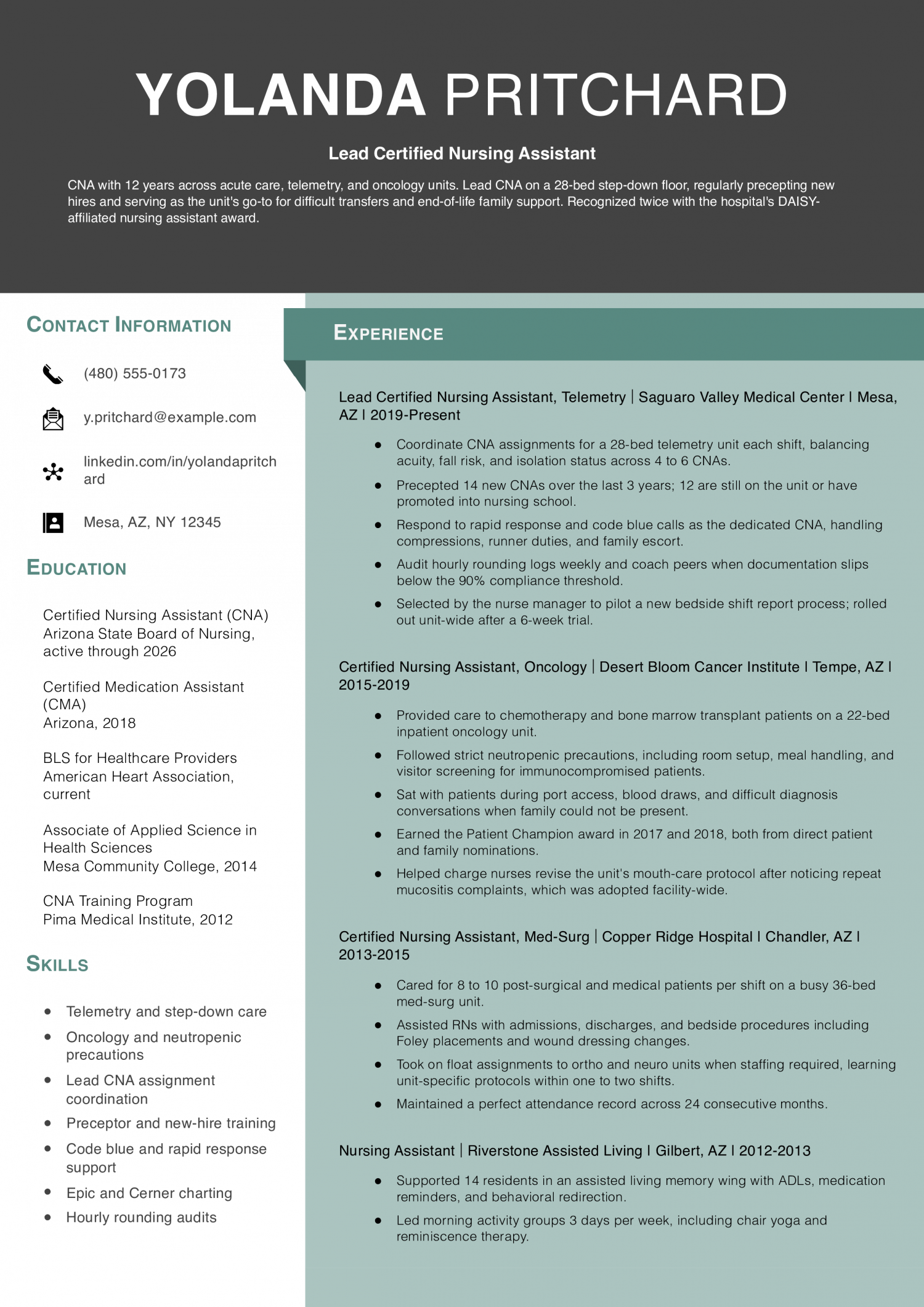 Nursing Assistant Resume Examples Nursing Assistant Resume Examples