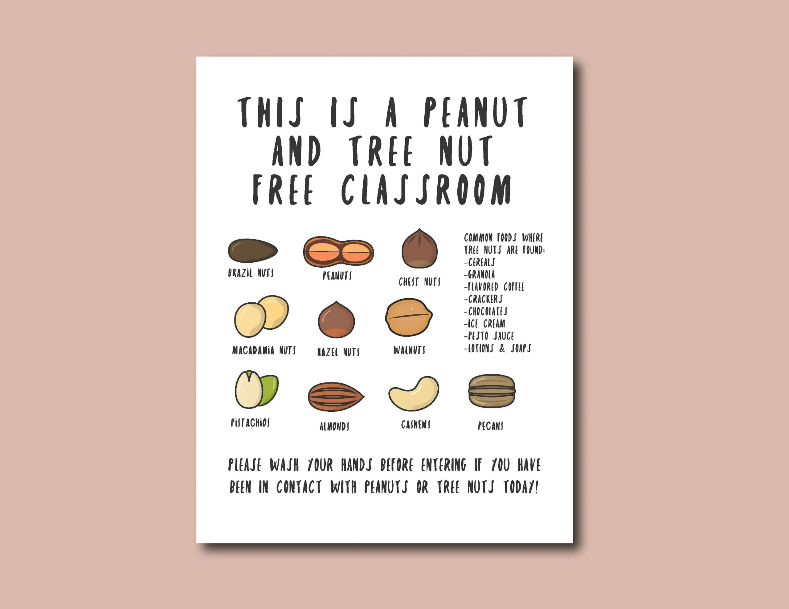 Nut Free Classroom Sign Nut Free Classroom Sign