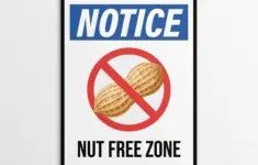 Nut Free Zone Sign Allergy Notice