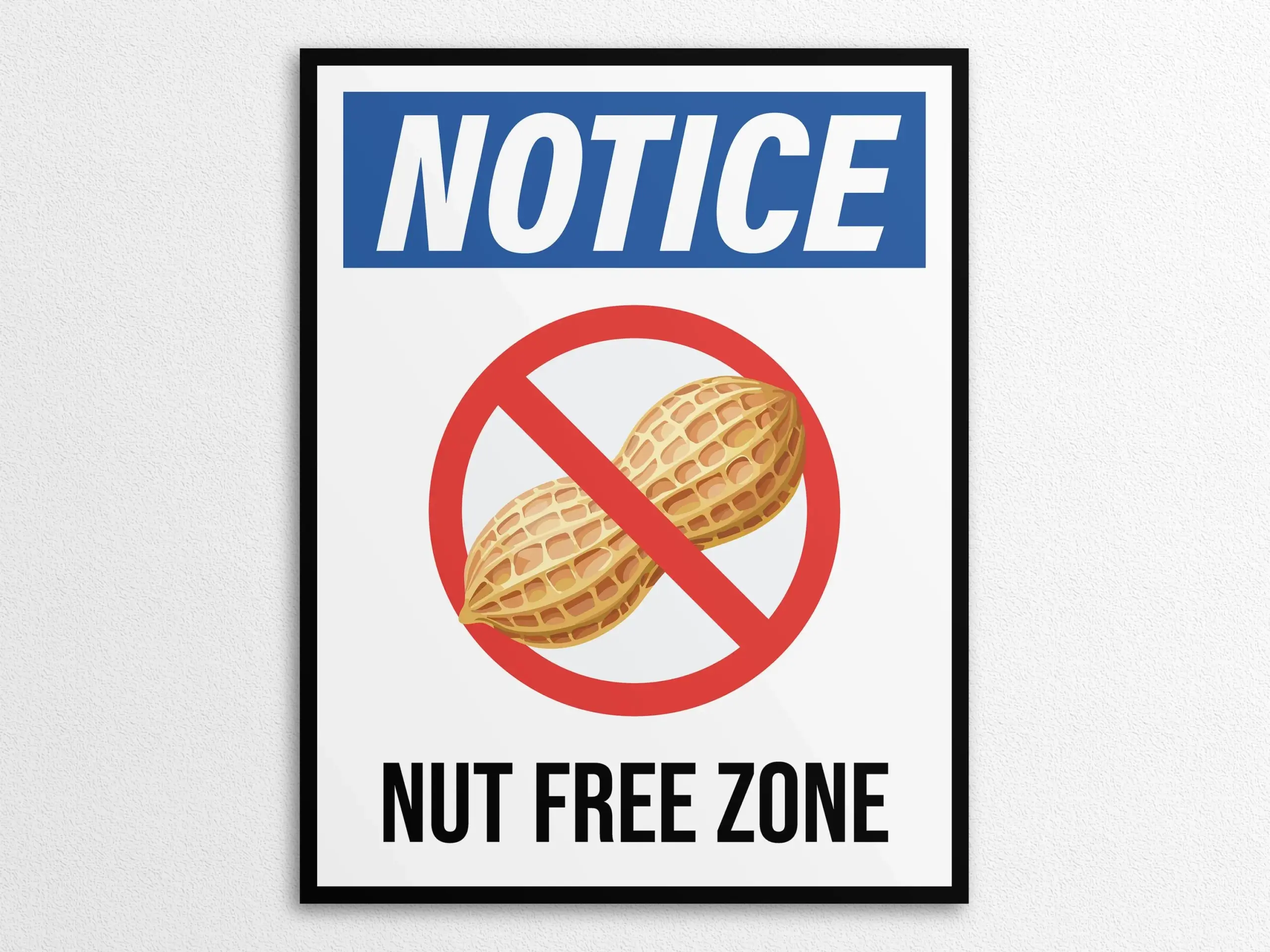 Nut Free Zone Sign Allergy Notice
