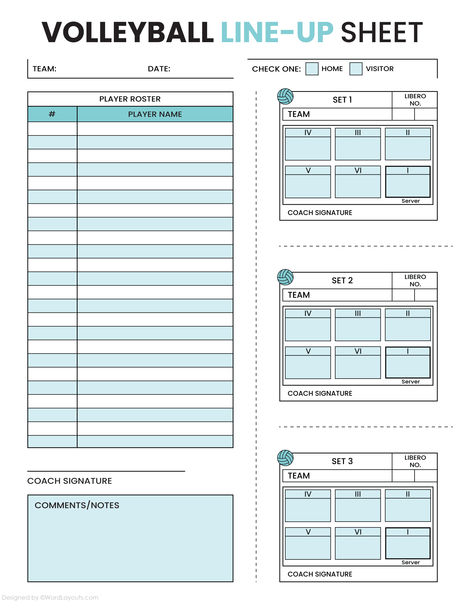 Official Volleyball Lineup Sheet Template Official Volleyball Lineup Sheet Template