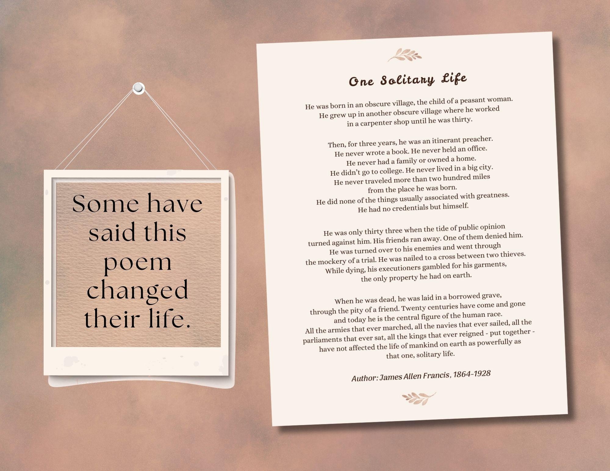 One Solitary Life Poem Printable