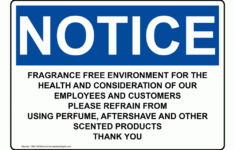 Osha Notice Fragrance Free Environment For The Health Sign One 35309