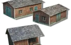 Paper Model Weathered Sheds Card Stock