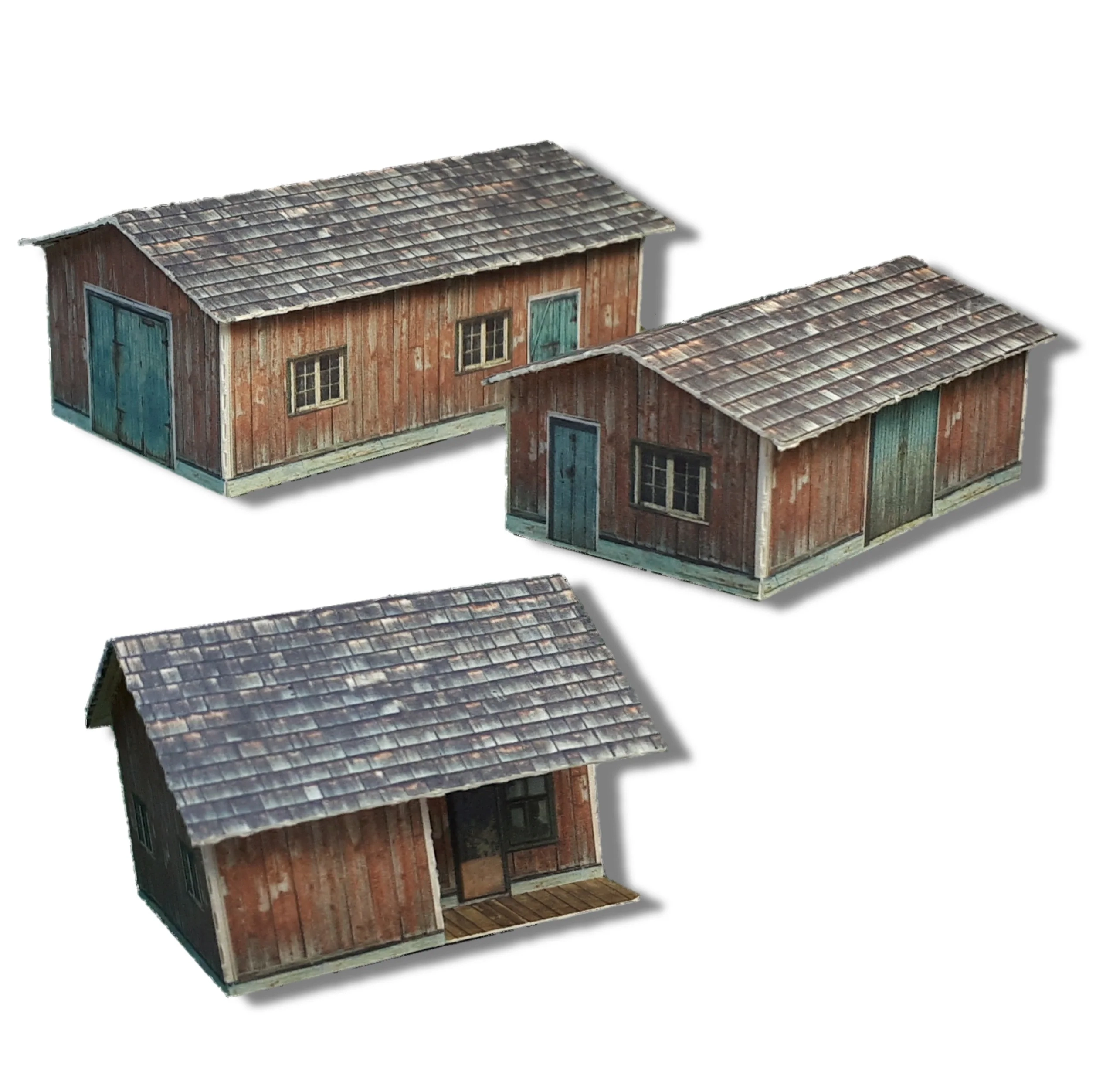 Paper Model Weathered Sheds Card Stock