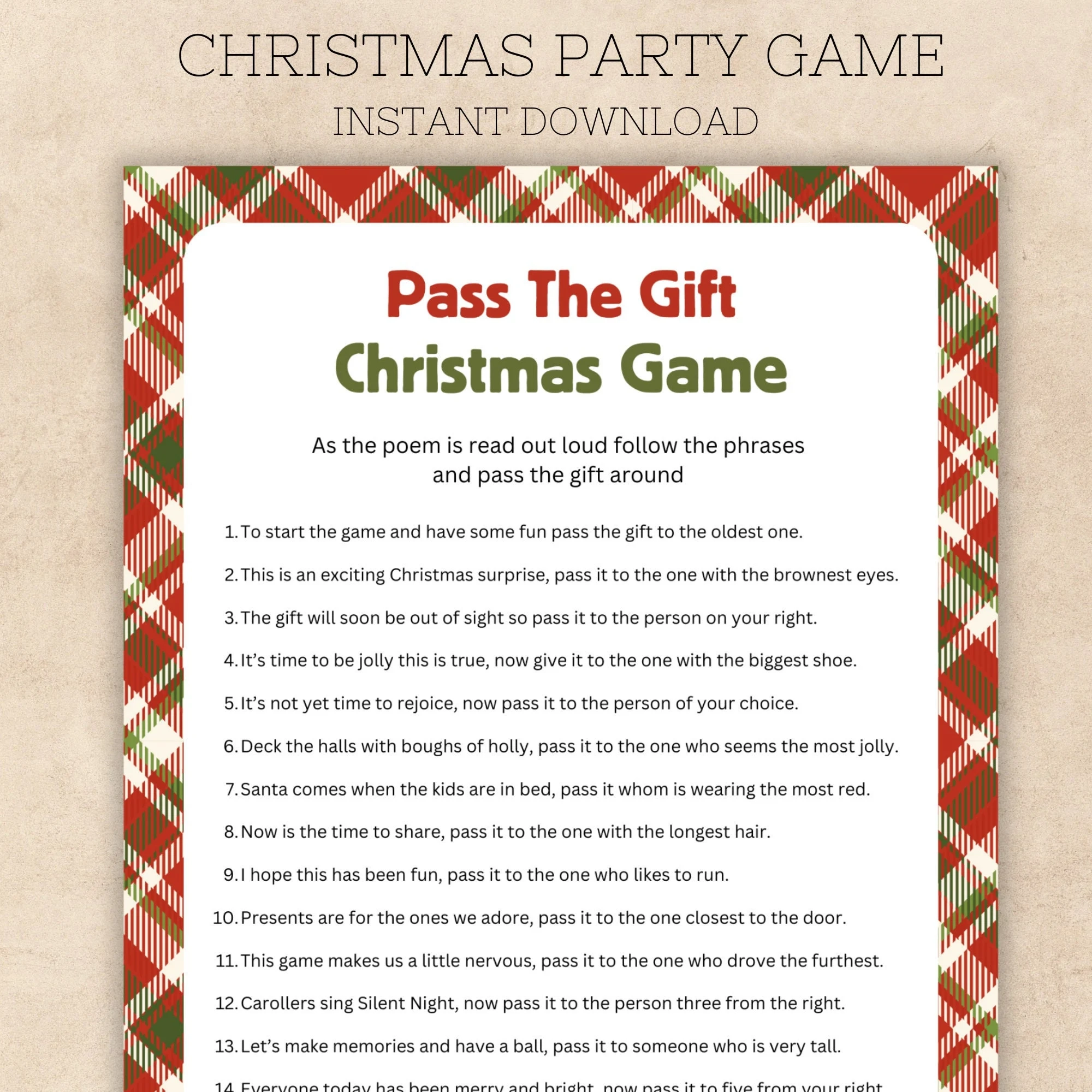 Pass The Gift Christmas Game Printable