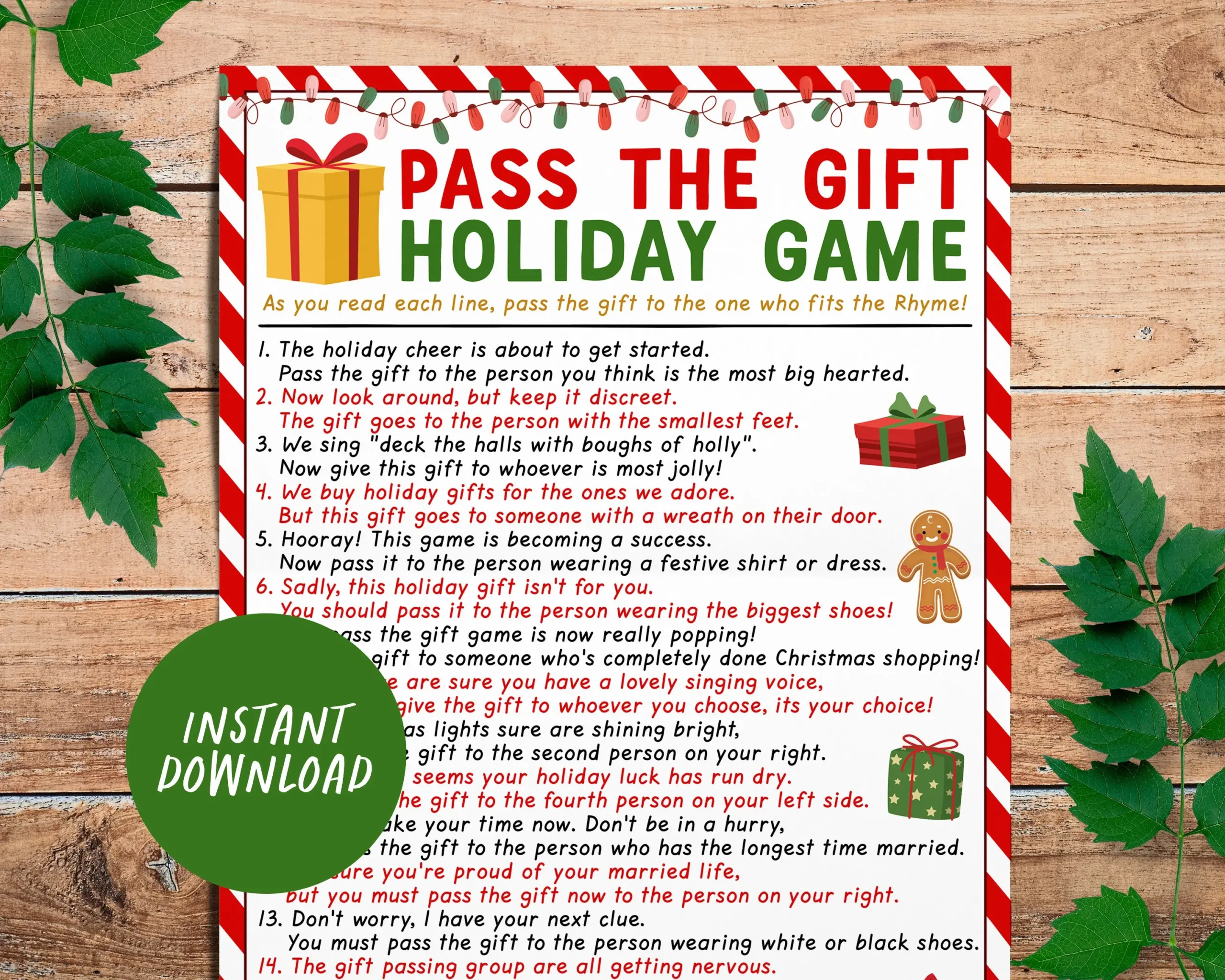 free printable pass the gift game