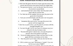 Pass The Prize Poem Game Printable Baby