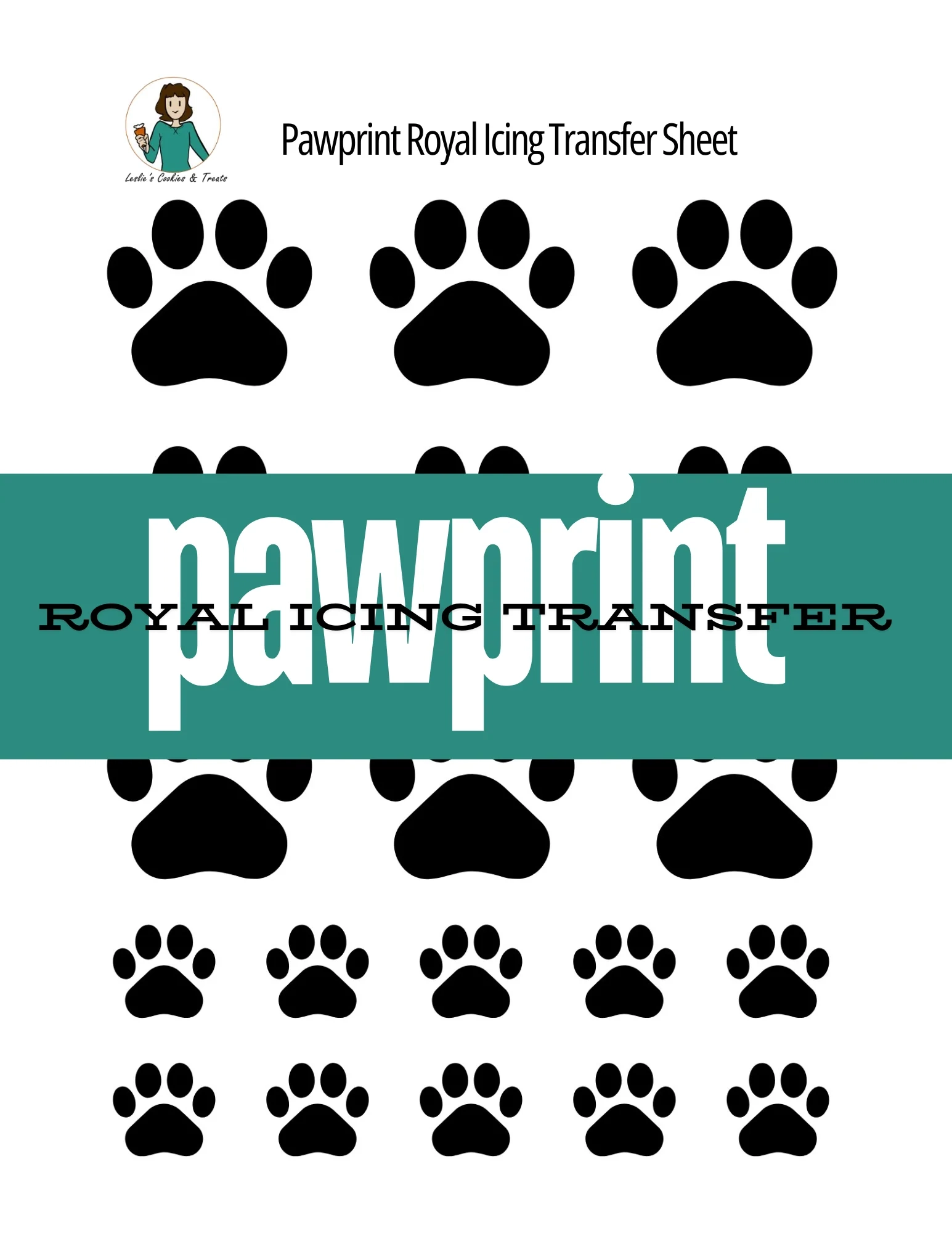 Pawprint Royal Icing Transfer Sheet