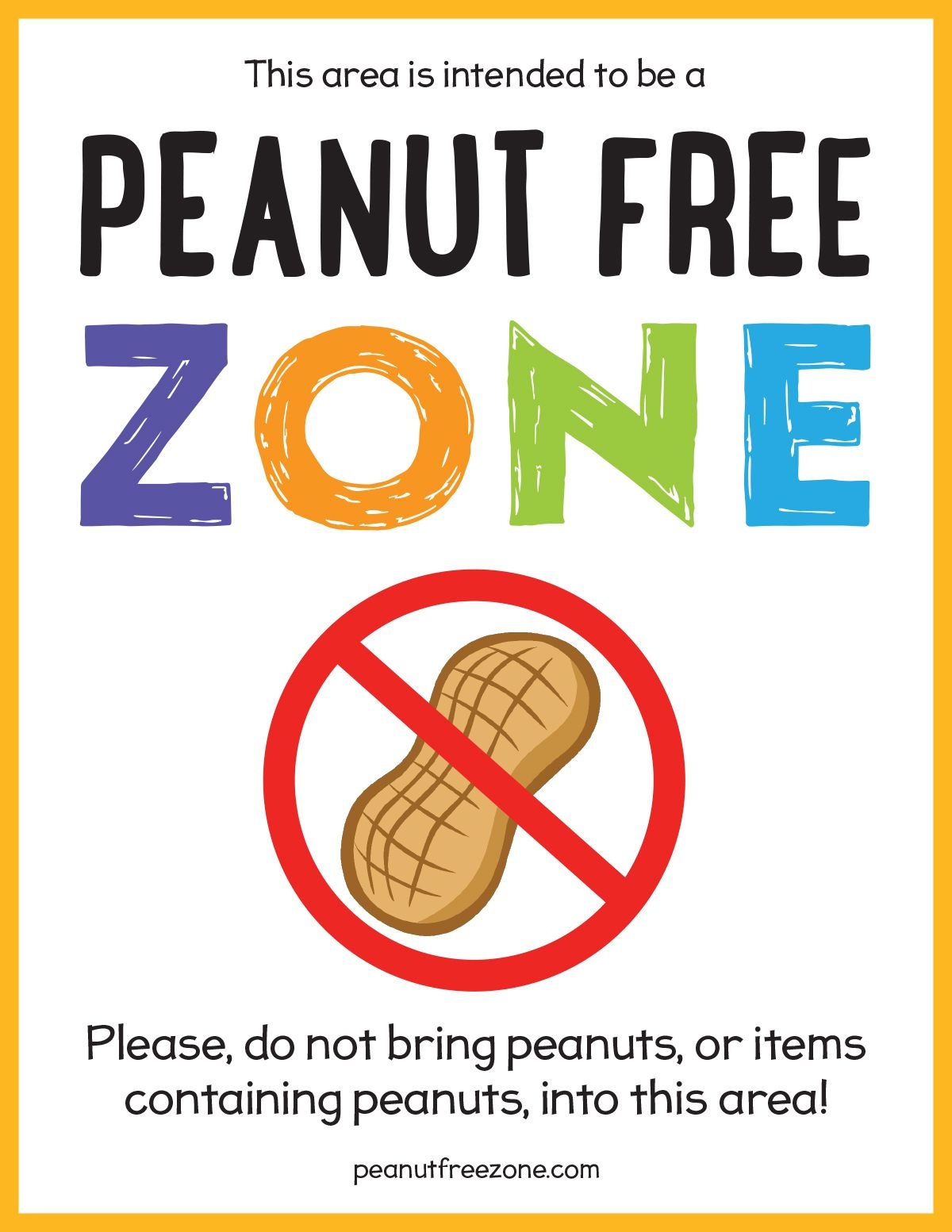 Peanut Free Zone Poster 8 1 2 X 11 Poster Peanut Free Zone Poster 8 1 2 X 11 Poster