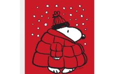 Peanuts Snoopy In Puffer Coat Custom Christmas Card 2PGM3421