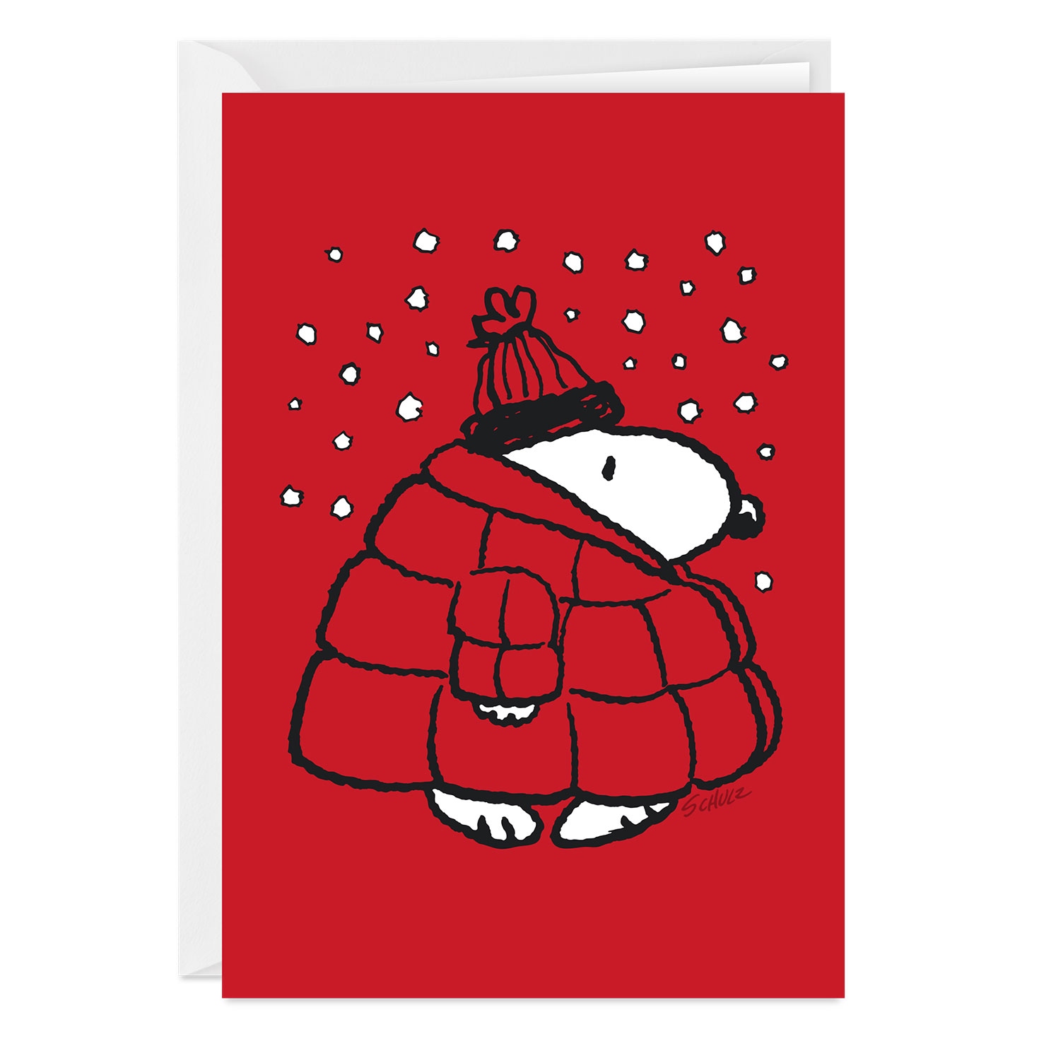 Peanuts Snoopy In Puffer Coat Custom Christmas Card 2PGM3421