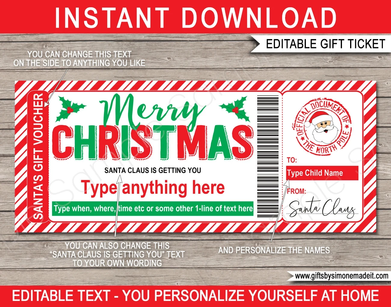 Personalized Santa Gift Voucher Template Personalized Santa Gift Voucher Template