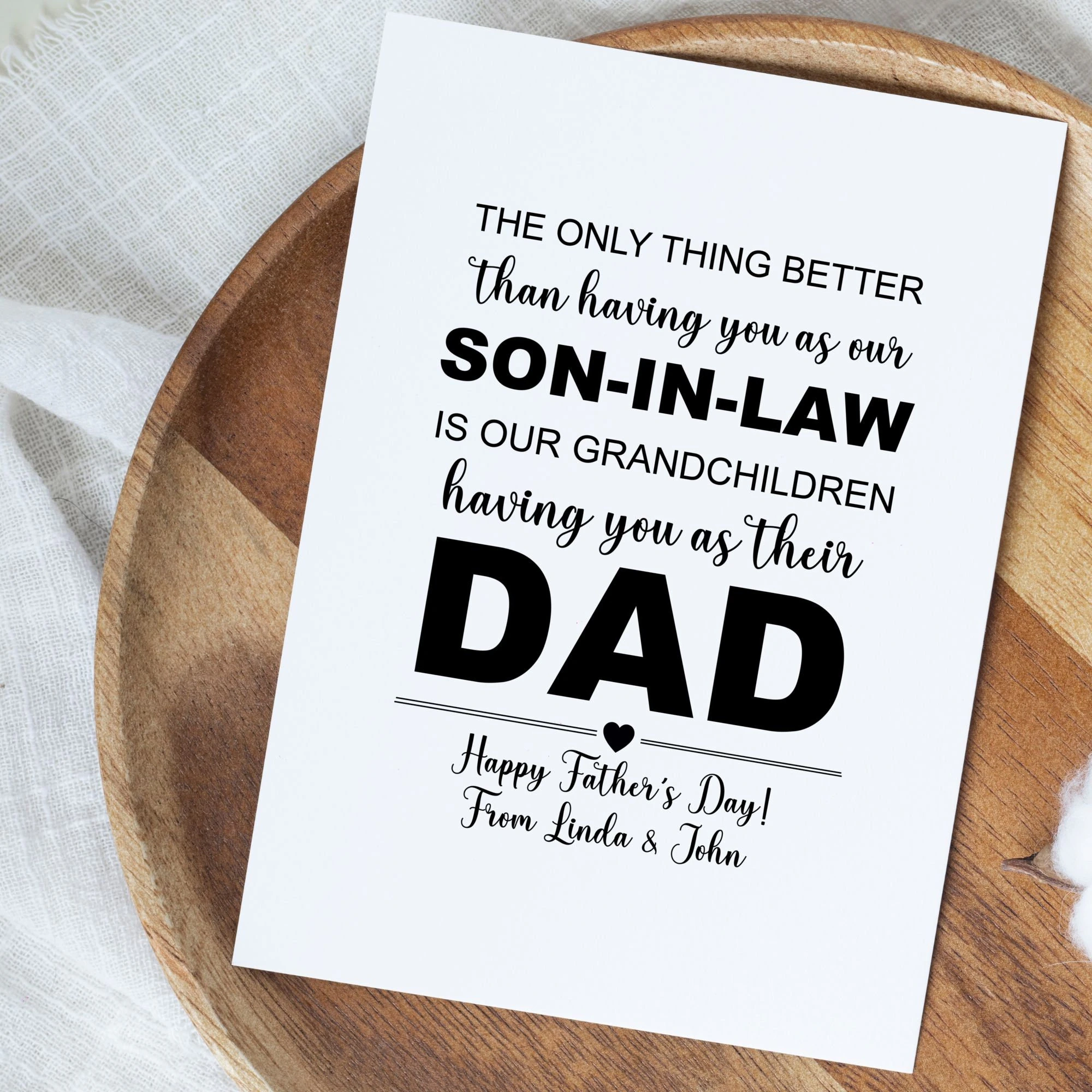 Personalized Son In Law Fathers Day Card