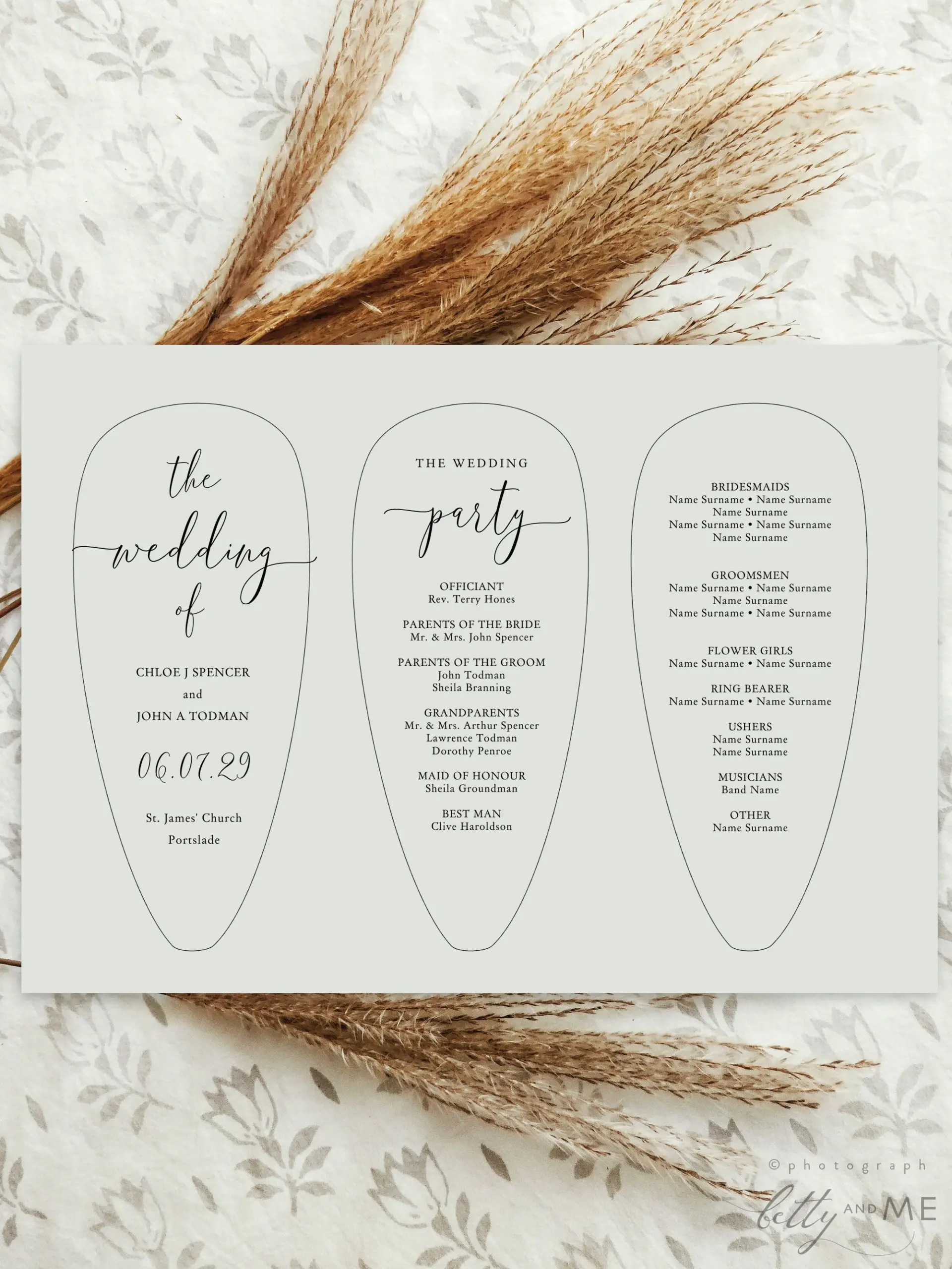 Petal Fan Wedding Program Printable Petal Fan Wedding Program Printable