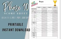 Phase 10 Score Card Printable Pdf Score