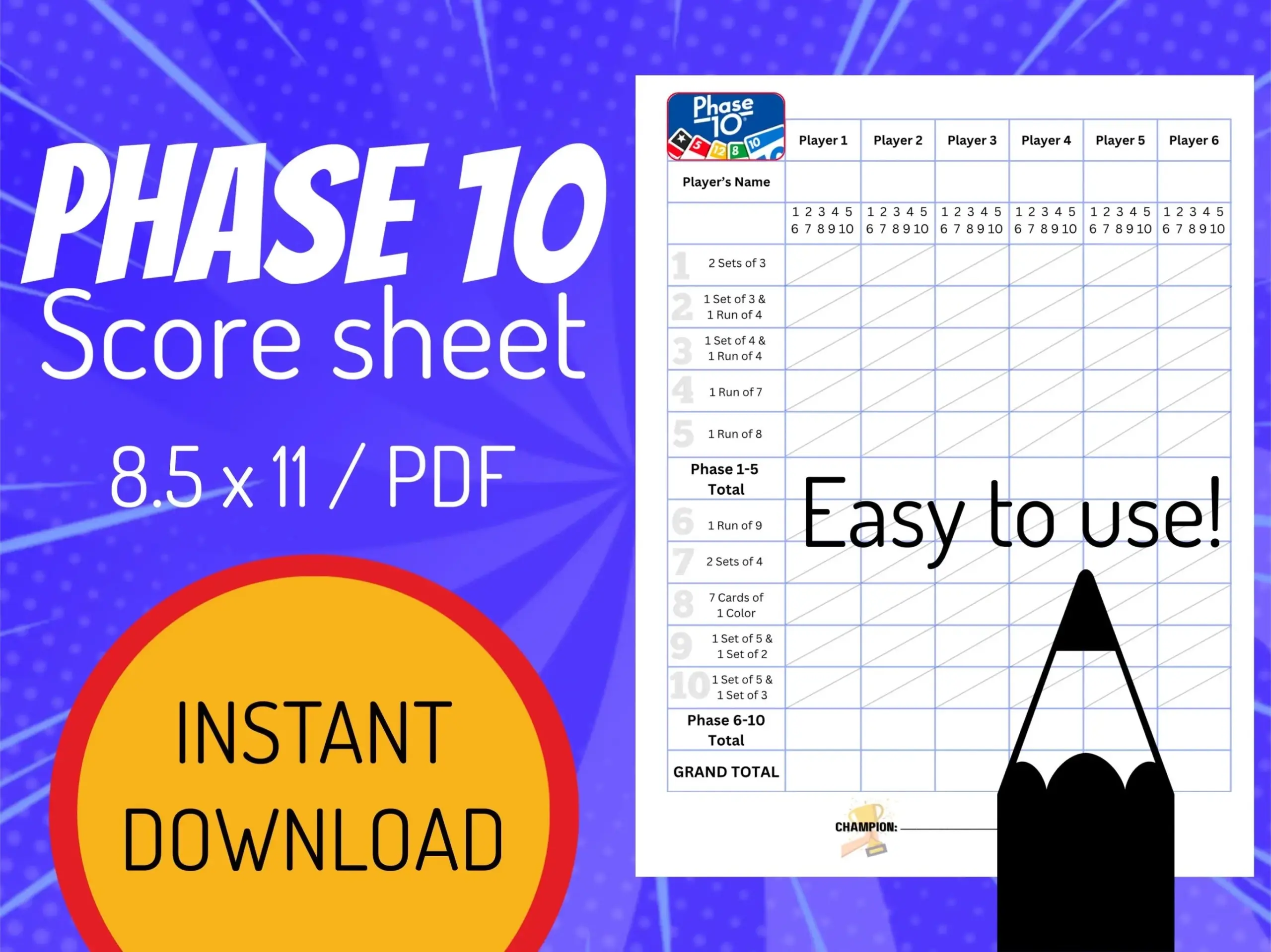 Phase 10 Scorecard Printable Pdf Score
