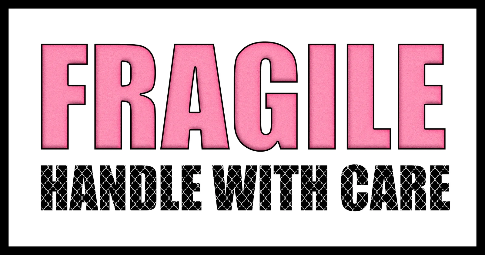 Pink Fragile Handle With Care Labels