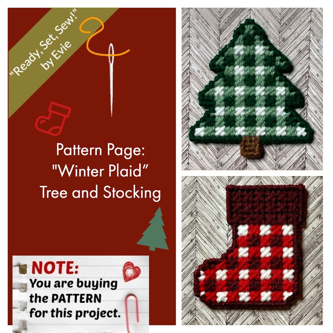 Plastic Canvas Pattern Page Winter Plaid