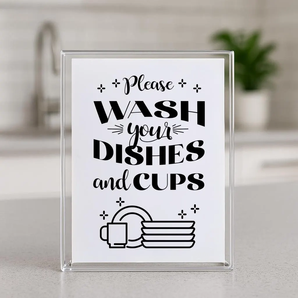 Please Wash Your Dishes And Cups Sign Please Wash Your Dishes And Cups Sign