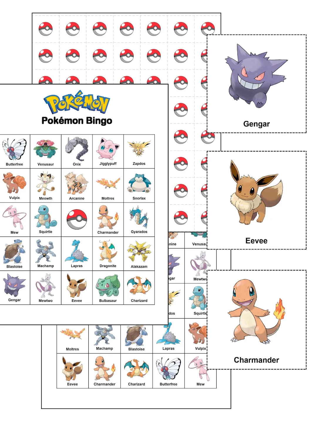 Pokemon Bingo Party Game 50 Printable