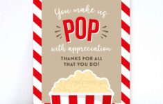 Pop With Appreciation Popcorn Sign Printable Pdf