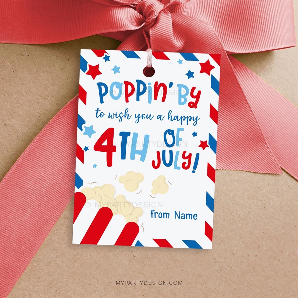 Popcorn 4th Of July Gift Tag Printable Pdf Popcorn 4th Of July Gift Tag Printable Pdf