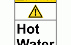Portrait Ansi Caution Hot Water Sign With Symbol Acep 16474
