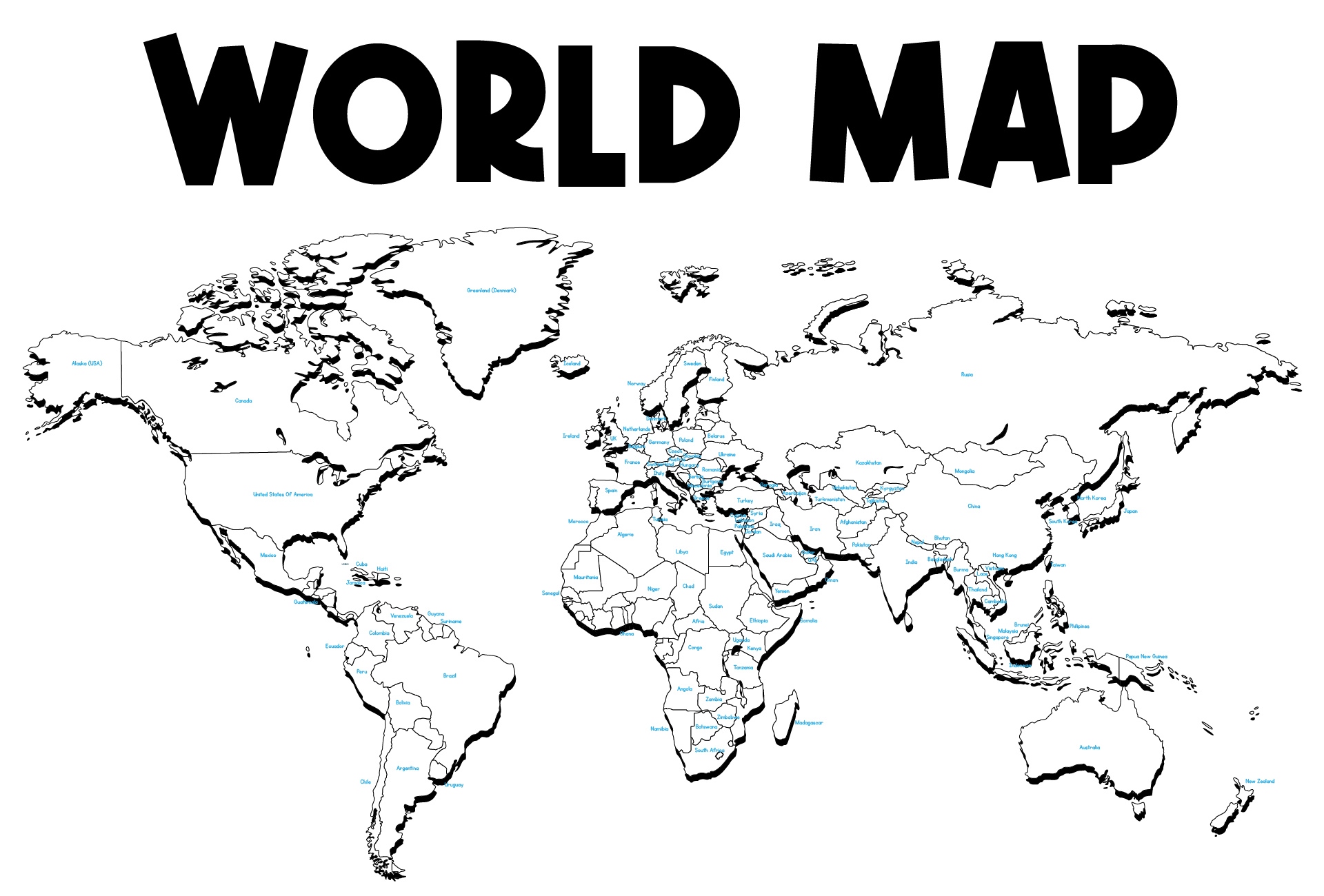 Post Black And White World Map Printable 396505 Post Black And White World Map Printable 396505