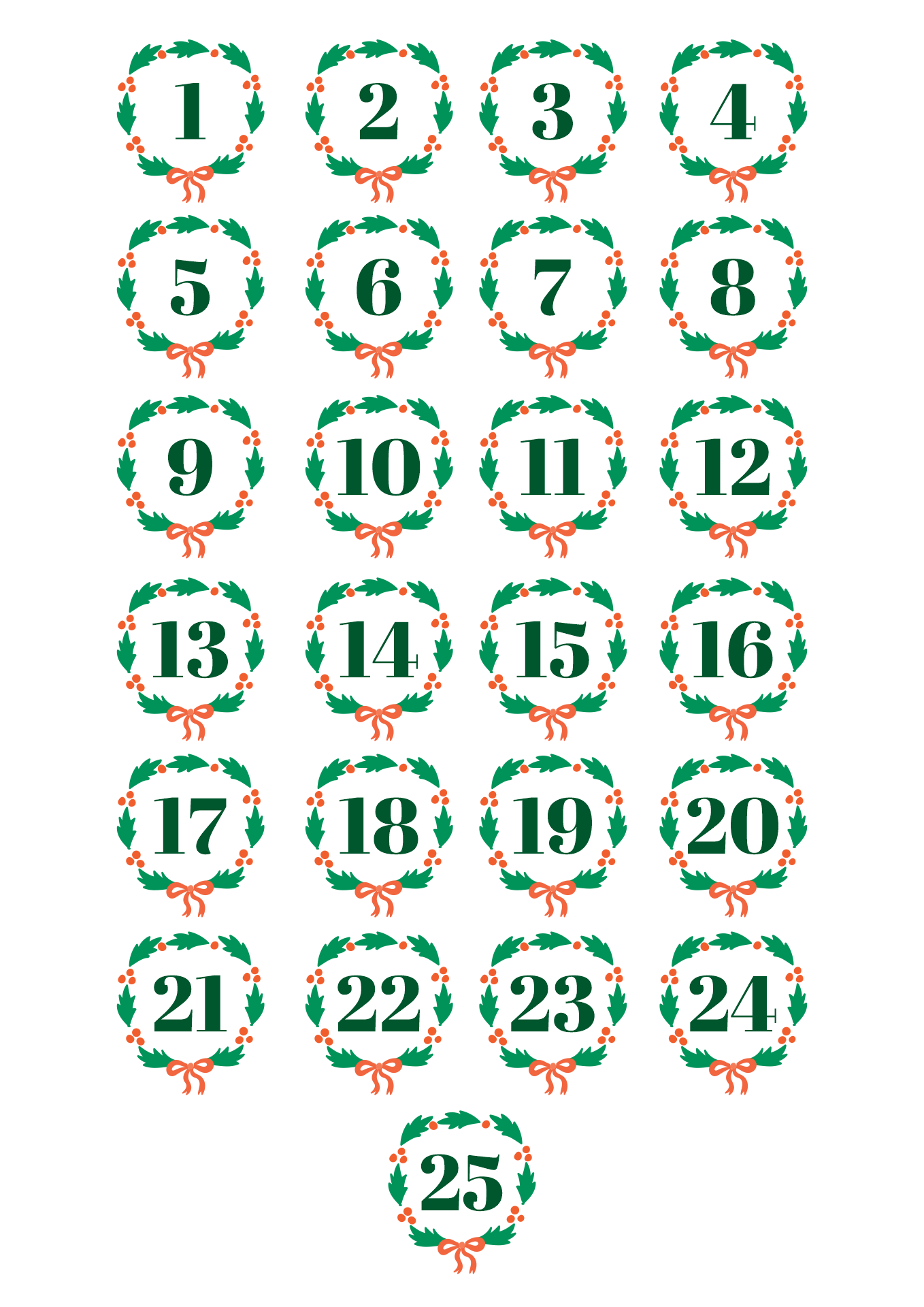 printable christmas numbers 1 30