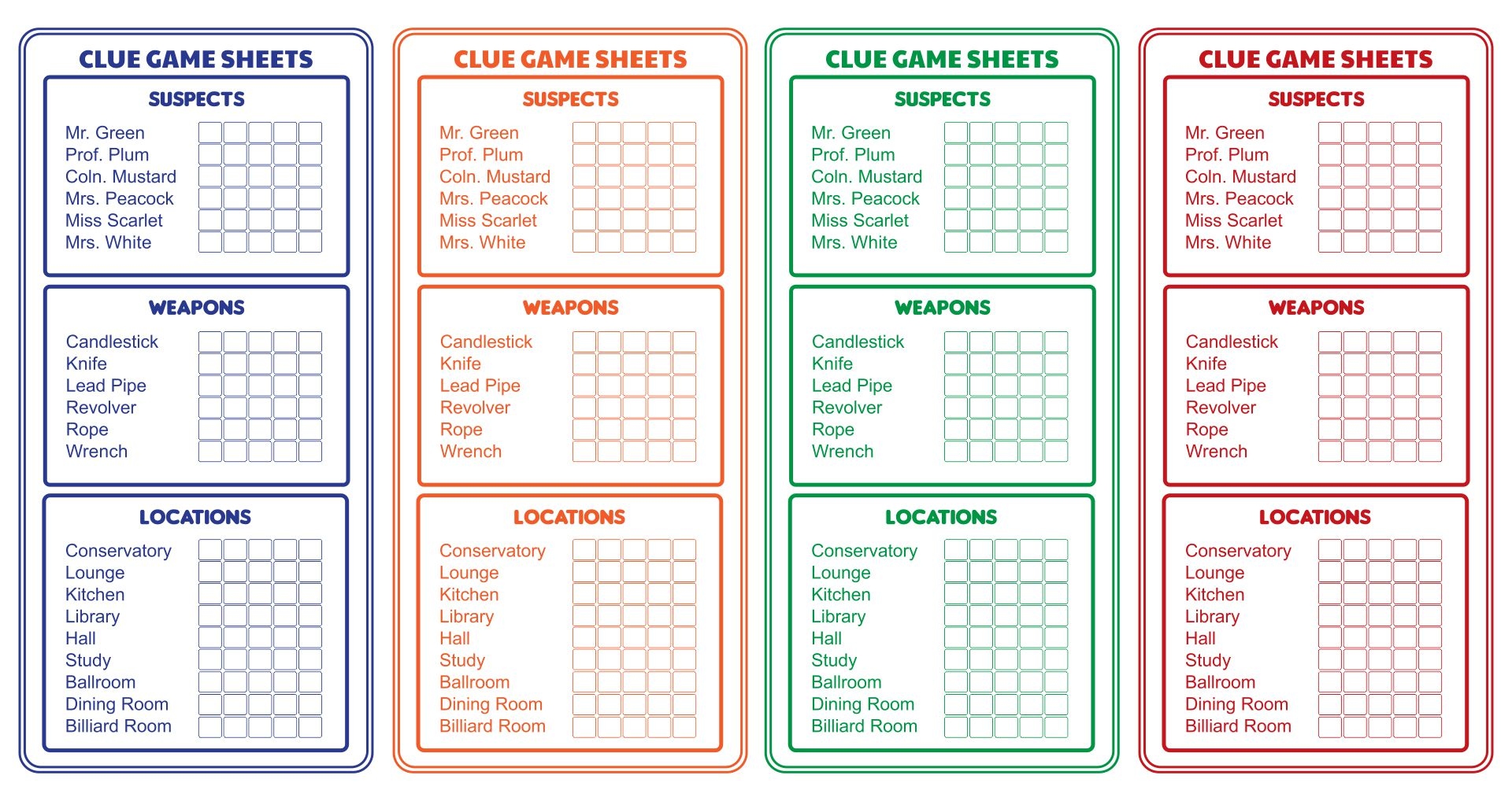 Post Clue Board Game Printable 259525 Post Clue Board Game Printable 259525